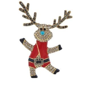 Heidi Daus Red and Gold Reindeer Brooch
